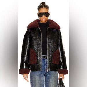 NWT $575 Apparis Catalina Jacket Noir and Burgundy XL